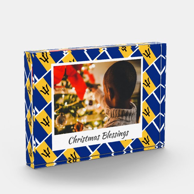 Modern Christmas BARBADOS Customized Keepsake Photo Block (Left)