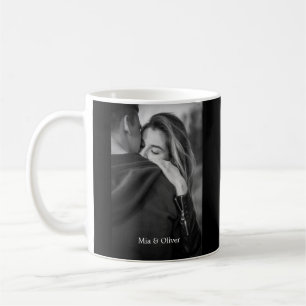 Modern Christmas Black and white couple photo Coffee Mug
