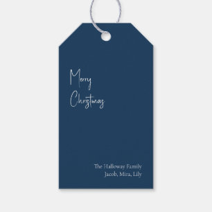 Modern Christmas Blue Family Gift Tags
