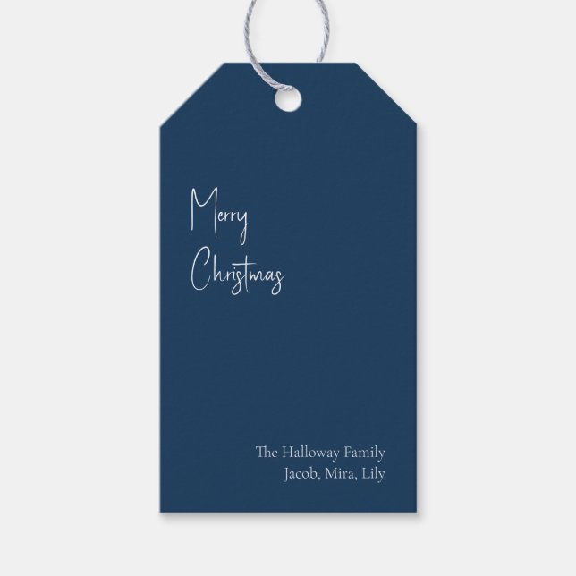 Modern Christmas | Blue Family Gift Tags (Front)