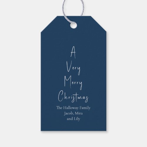 Modern Christmas  Blue Family Tree Gift Tags