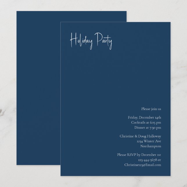 Modern Christmas | Blue Holiday Party Invitation (Front/Back)