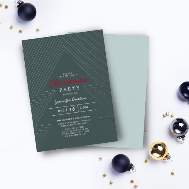 Modern Christmas Blue Holiday Party Silver Foil Foil Invitation (Creator Uploaded)