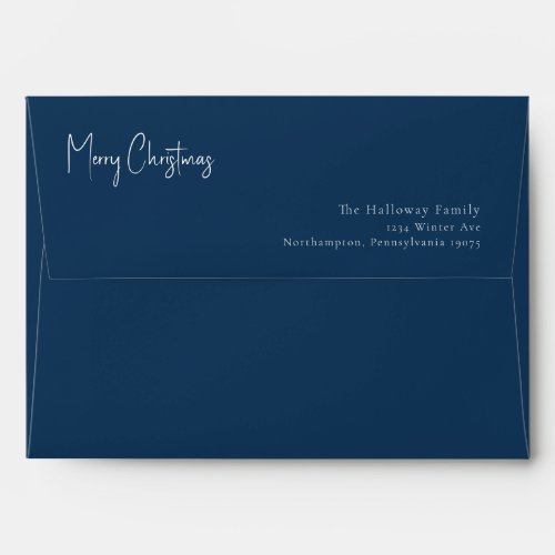 Modern Christmas  Blue Invitation Envelope