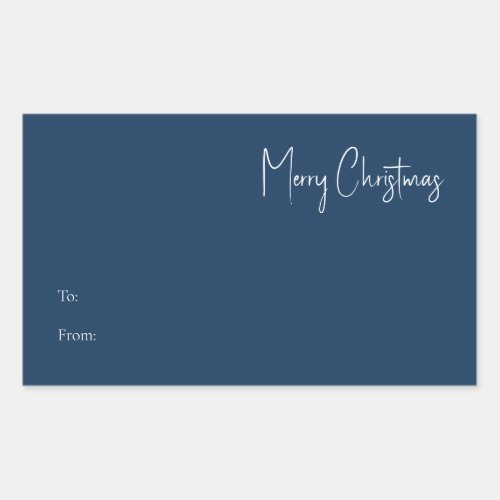 Modern Christmas  Blue Large Rectangle Gift Label