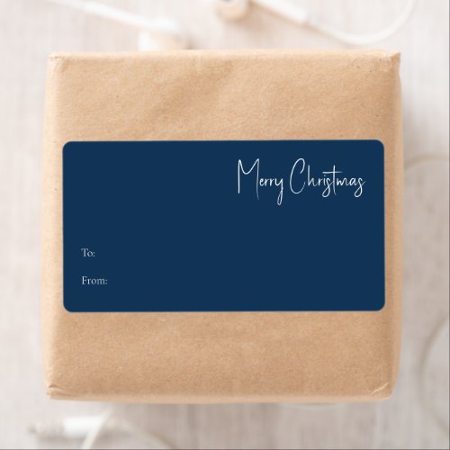 Modern Christmas  Blue Rectangle Gift Label