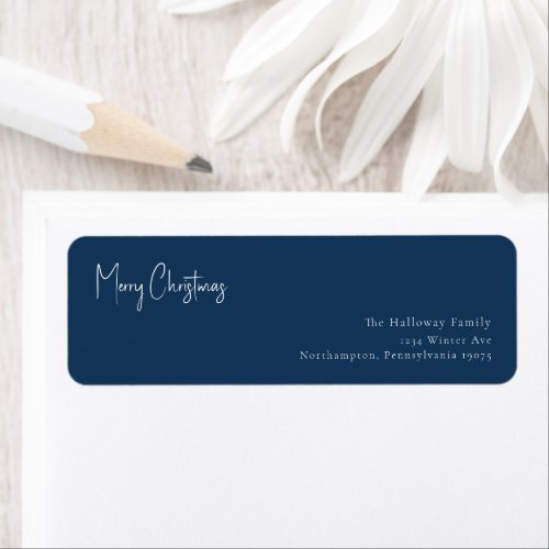 Modern Christmas  Blue Return Address Envelope Label