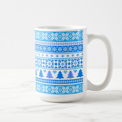 Modern Christmas Blue Snowflake Sweater Coffee Mug