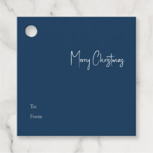Modern Christmas Blue Square To From Gift Tag