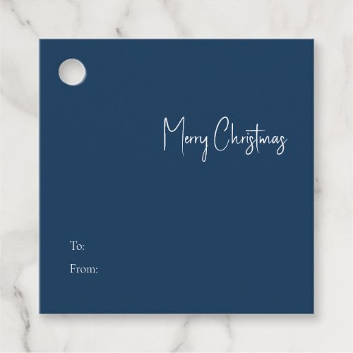 Modern Christmas  Blue Square To From Gift Tag