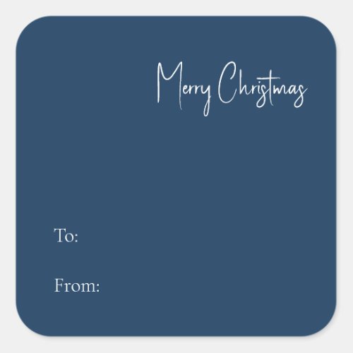 Modern Christmas  Blue To From Square Sticker
