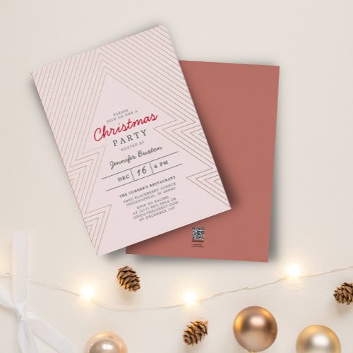 Modern Christmas Blush Holiday Party Rose gold  Foil Invitation