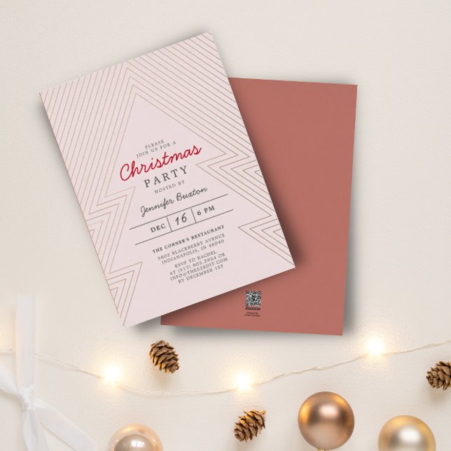 Modern Christmas Blush Holiday Party Rose gold  Foil Invitation (Creator Uploaded)