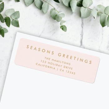 Modern Christmas | Blush Pink And Gold Address Label by GuavaDesign at Zazzle