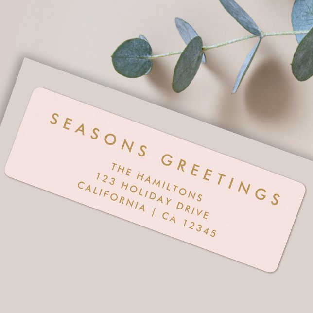 Modern Christmas | Blush Pink and Gold Address Label (Creator Uploaded)