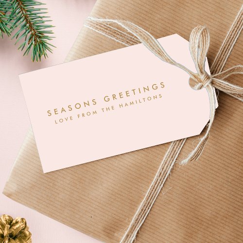 Modern Christmas  Blush Pink and Gold Minimal Gift Tags