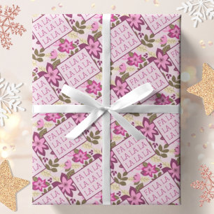 Modern Christmas Botanical Fa La La Wrapping Paper