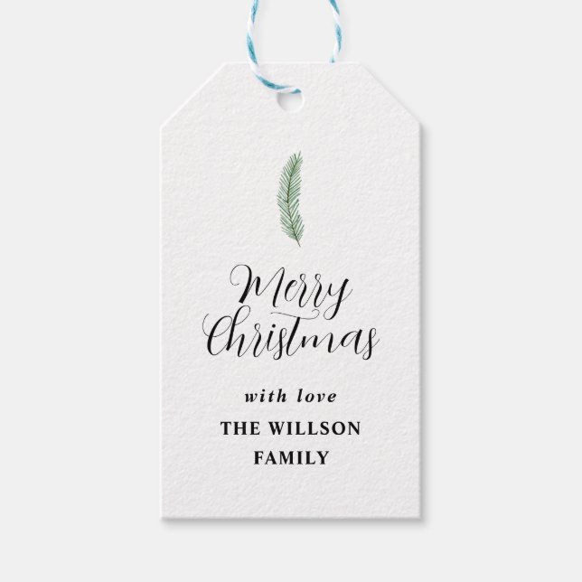 Modern Christmas Botanical Gift Tags (Front)