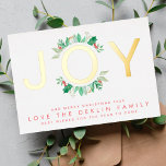 Modern Christmas Botanicals GOLD JOY Wreath Photo Foil Holiday Card<br><div class="desc">Modern Christmas Botanicals GOLD JOY Wreath Photo Foil Holiday Card
*Please contact us for additional stationery or check out our christmas holiday collections</div>