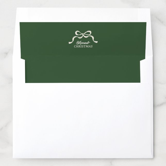 Modern Christmas Bows | Classic Holiday Green  Envelope Liner (In Envelope)