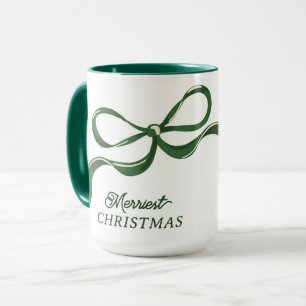 Modern Christmas Bows Classic Holiday Green Mug