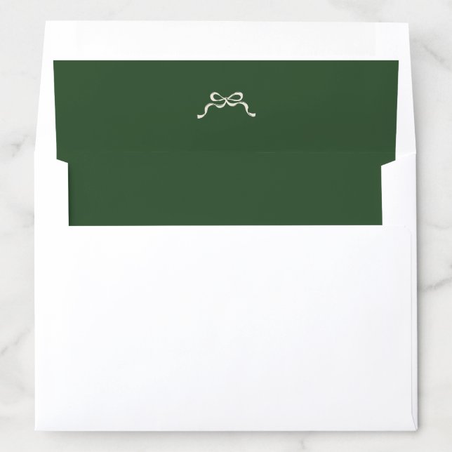 Modern Christmas Bows | Cream & Green Holiday Envelope Liner (In Envelope)