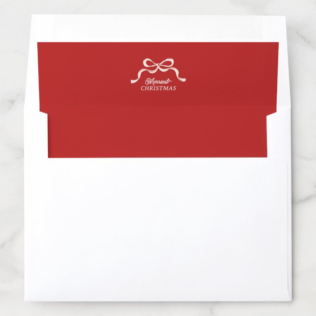 Modern Christmas Bows Trendy Red Holiday  Envelope Liner (In Envelope)