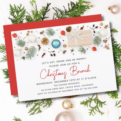 Modern Christmas Brunch Festive Winter Holidays Invitation