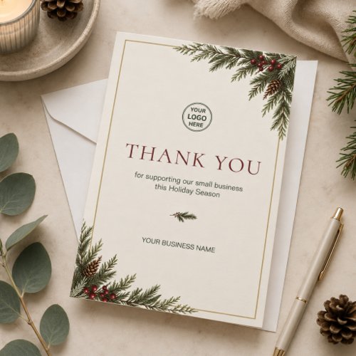 Modern Christmas Business Logo Thank You Card