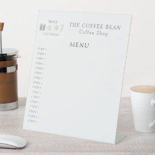 Modern Christmas Cafe Seasonal Menu Pedestal Sign