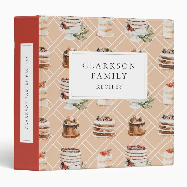 Modern Christmas Cakes Recipe Book 3 Ring Binder (Front/Spine)