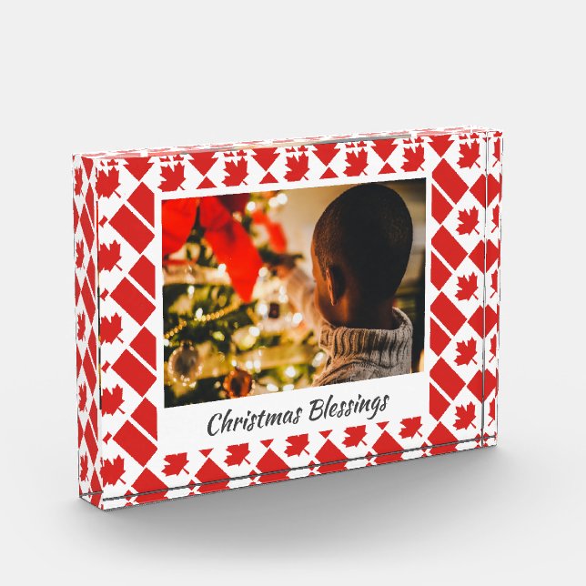 Modern Christmas CANADA Customized Keepsake Photo Block (Left)