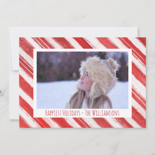 Modern Christmas Candy Cane Stripe Holiday Photo