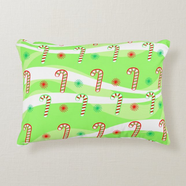 Modern Christmas Candy Canes Design Decorative Pillow (Front)