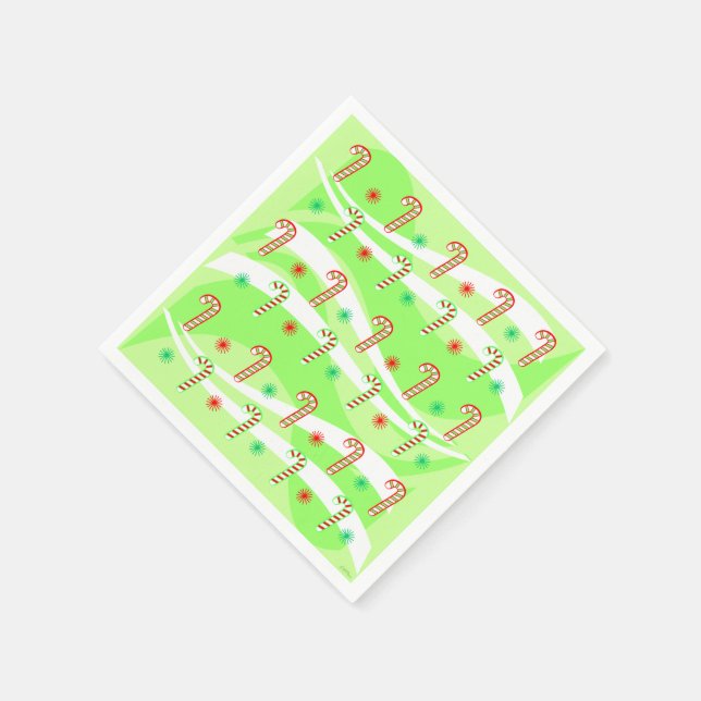 Modern Christmas Candy Canes Design Paper Napkins (Corner)