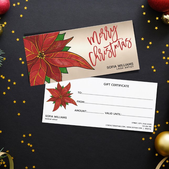 Modern Christmas Certificate Gift Card Poinsettia (Creator Uploaded)