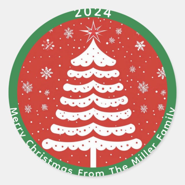 Modern Christmas Classic Round Sticker (Front)