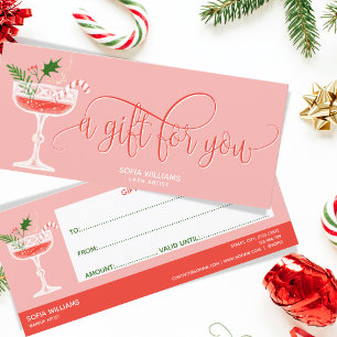 Modern Christmas Cocktail Voucher Gift Certificate