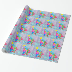 Modern Christmas colorful blue and pink glitter Wrapping Paper