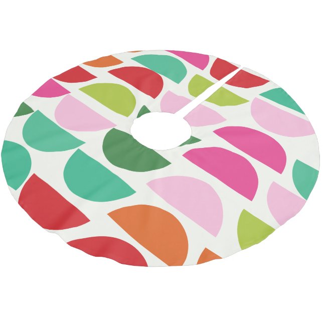 Modern Christmas Colorful Geometric Shapes Brushed Polyester Tree Skirt (Angled)