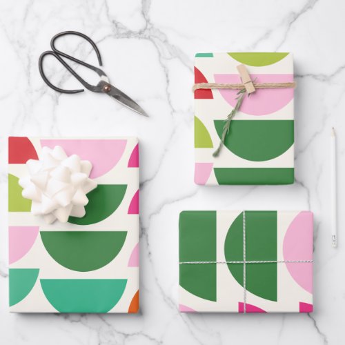 Modern Christmas Colorful Geometric Shapes Wrapping Paper Sheets