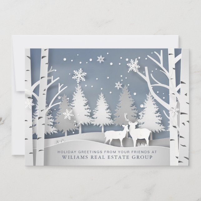 Modern Christmas Composition Corporate Greeting Holiday Card (Front)