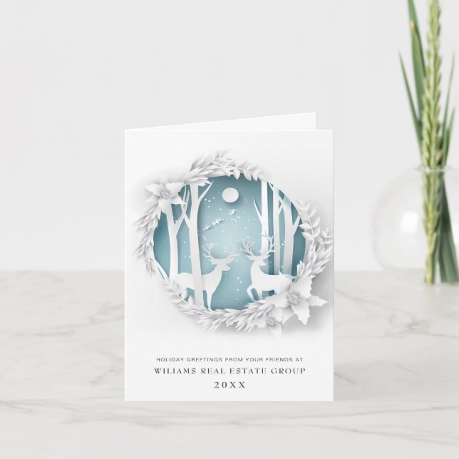 Modern Christmas Composition Corporate Greeting Holiday Card (Front)