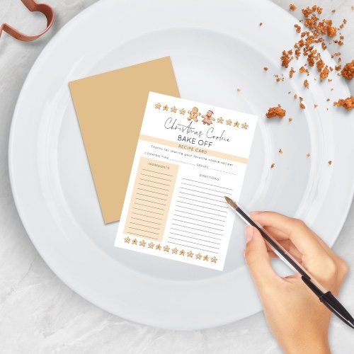 Modern Christmas Cookie Bake Off Party Recipe Card