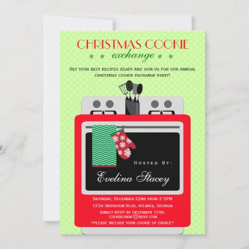 Modern Christmas Cookie Exchange Custom Invites