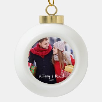 Modern Christmas Couple Photo Ornament C by HappyMemoriesPaperCo at Zazzle