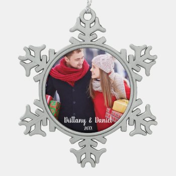 Modern Christmas Couple Photo Ornament Sf by HappyMemoriesPaperCo at Zazzle