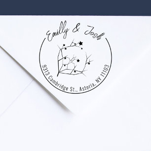 Modern Christmas Couples Names Return Address Rubber Stamp