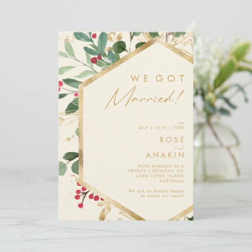 Modern Christmas  Cream Elopement Announcement