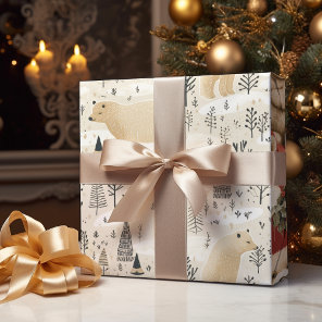 Modern Christmas Cute Polar Bear Bears Wrapping Paper Sheets